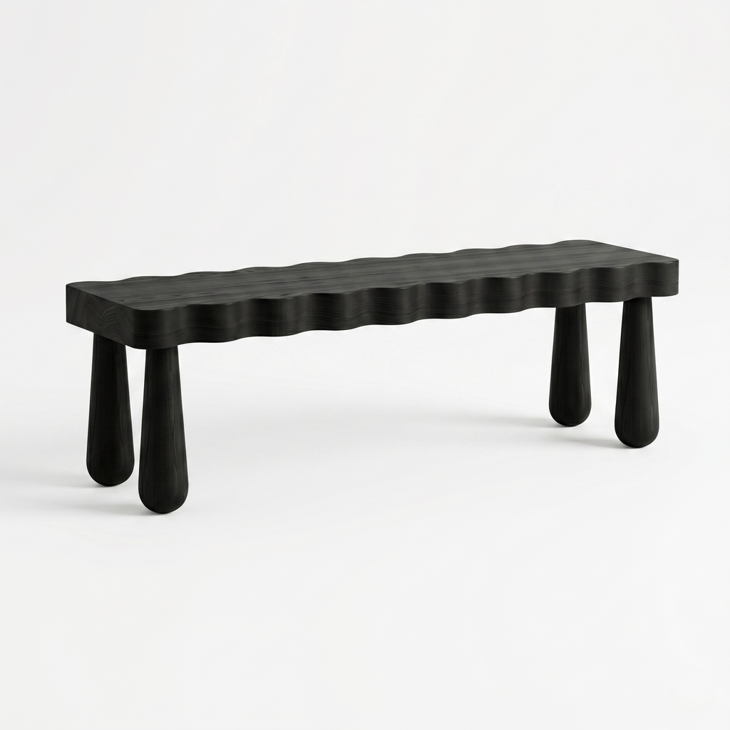Black wavy bench on a white background