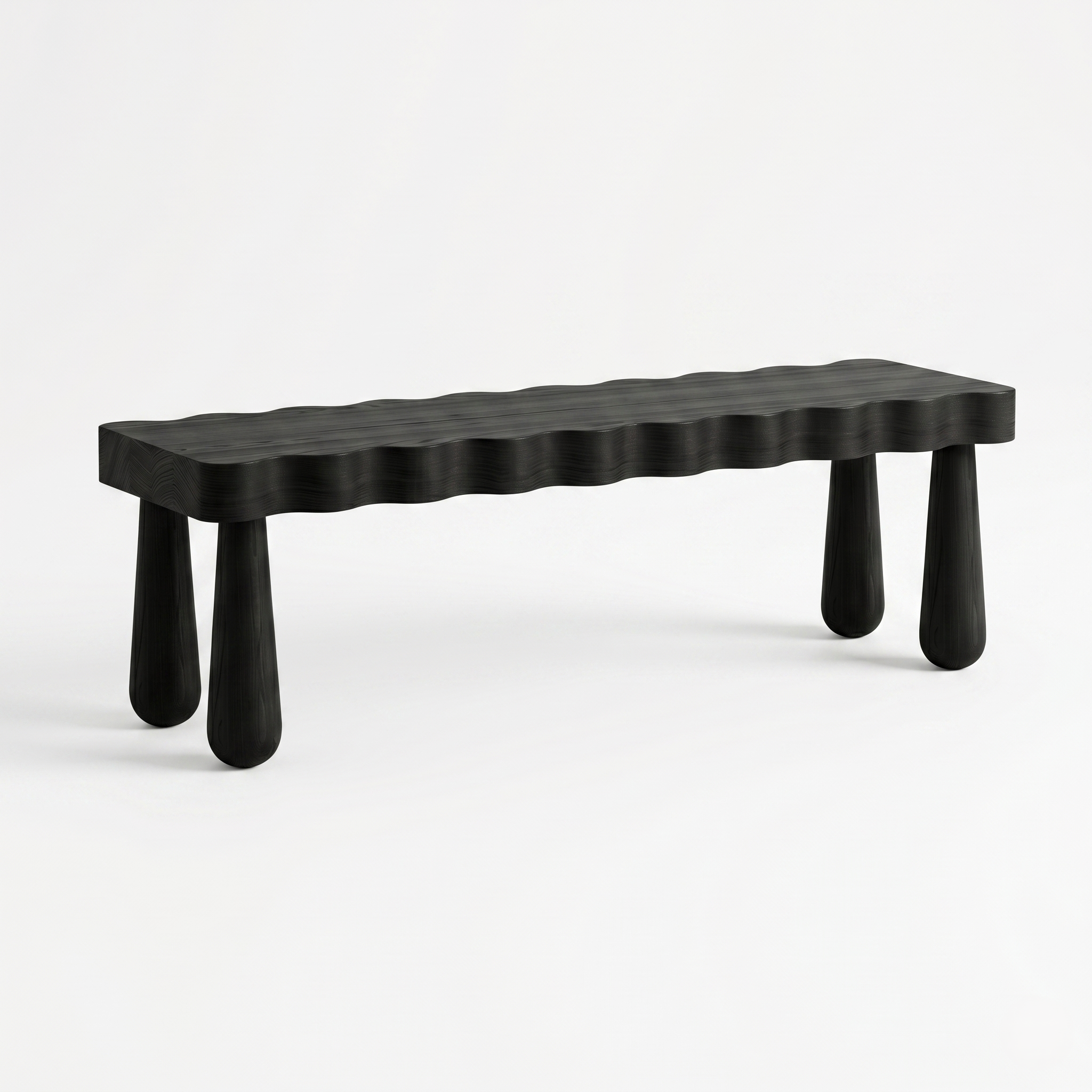 Black wavy bench on a white background